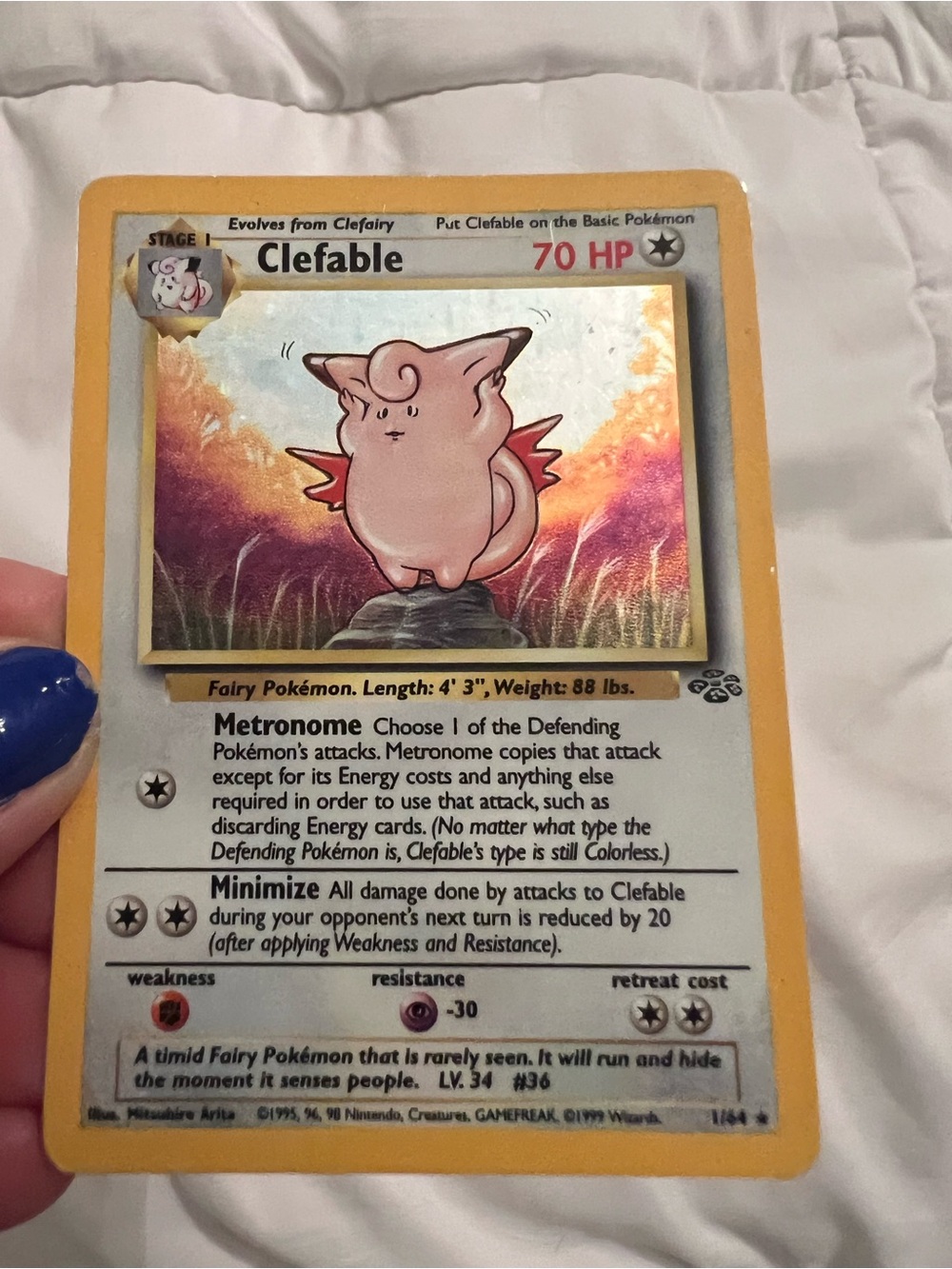 1999 RARE Clefable 1/64 Jungle Holo Unlimited Pokemon Card - Picture 6 of 10
